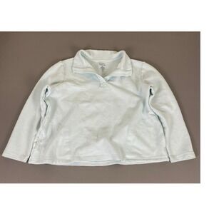 Croft & Barrow Sweatshirt Top Women's XXL Light Blue Ribbed Pullover Split Neck